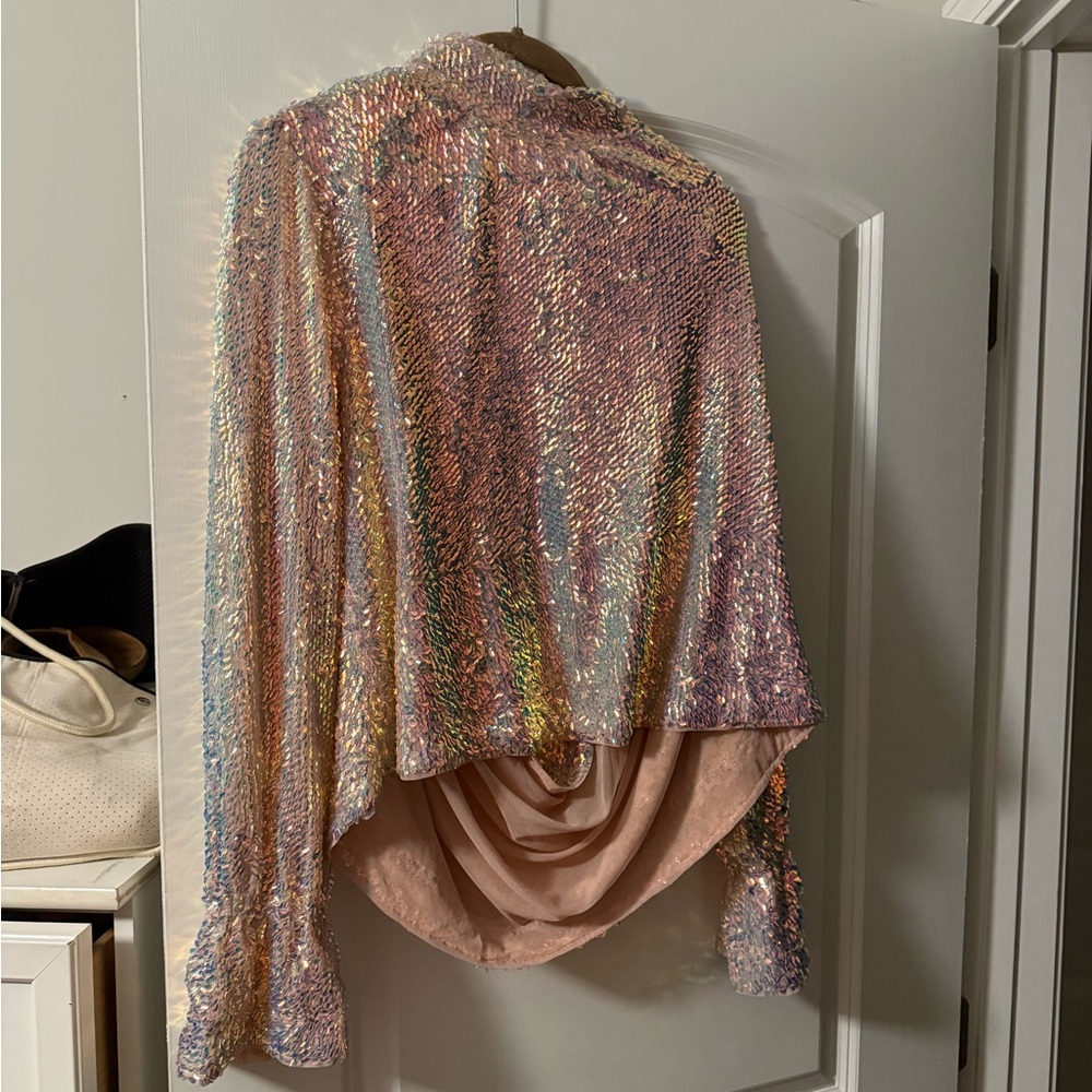 Free people  Iridescent Pink Sequin Blouse